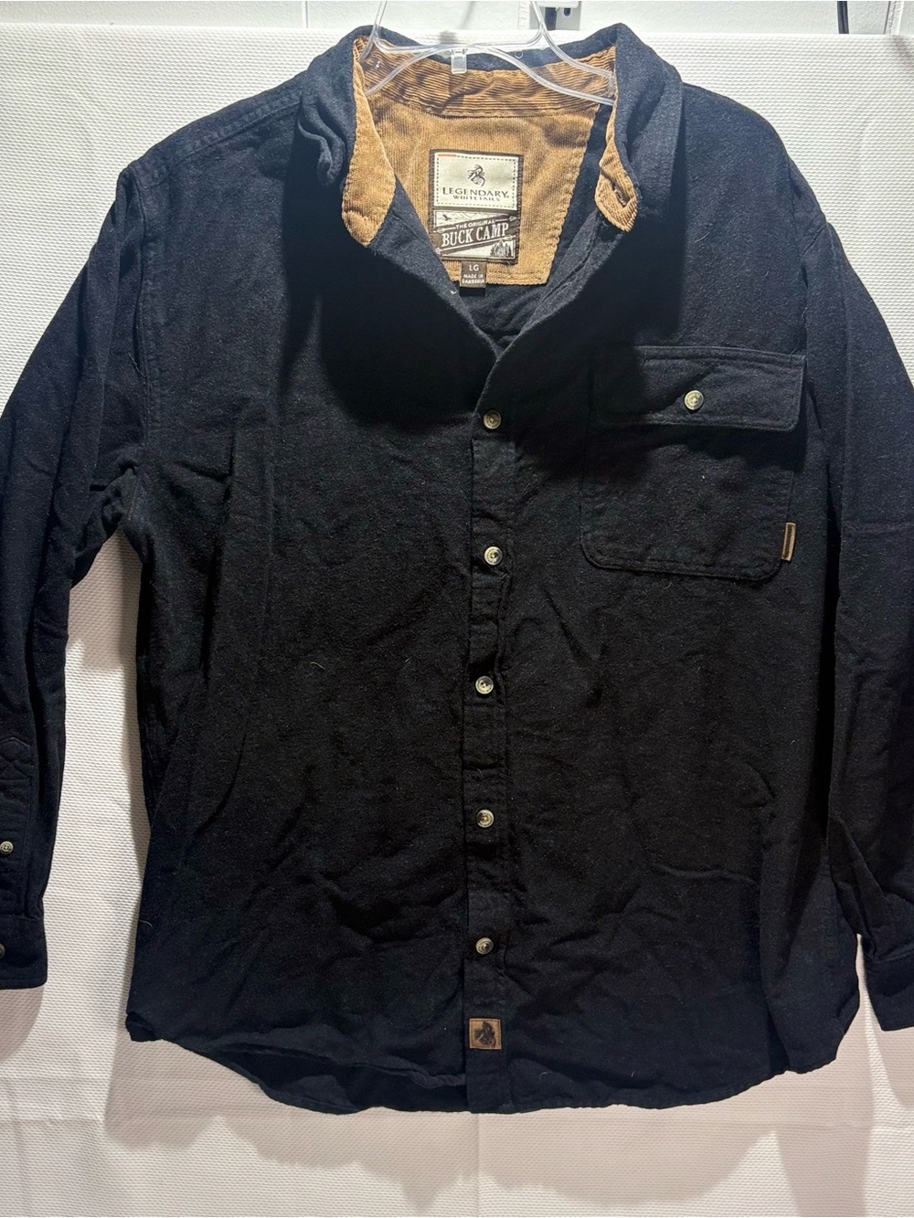 Legendary Whitetails Black Lightweight Shirt Jacket with Tan Collar